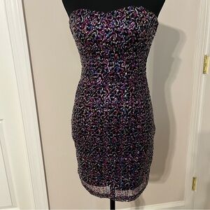 Teeze Me Multi Color Sequin Strapless Dress Juniors Size 3